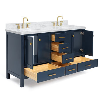 ARIEL Cambridge Collection 61'' Midnight Blue Oval Sinks Opened View