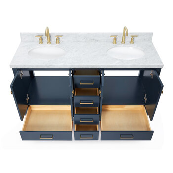ARIEL Cambridge Collection 61'' Midnight Blue Oval Sinks Opened View