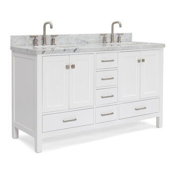 ARIEL Cambridge Collection 61'' White Oval Sinks Angle Closed View