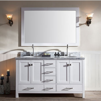 ARIEL Cambridge Collection 61'' White Oval Sinks Vanity Set w/ Mirror