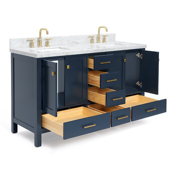 ARIEL Cambridge Collection 61'' Midnight Blue Rectangle Sinks Opened View