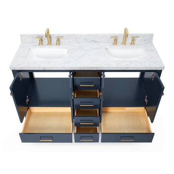 ARIEL Cambridge Collection 61'' Midnight Blue Rectangle Sinks Opened View