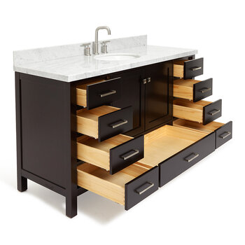 ARIEL Cambridge Collection 61'' Espresso Oval Sink Opened View