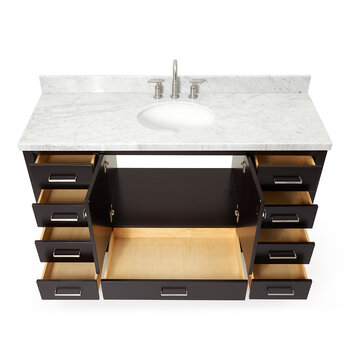 ARIEL Cambridge Collection 61'' Espresso Oval Sink Opened View