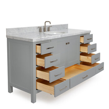 ARIEL Cambridge Collection 61'' Grey Oval Sink Opened View