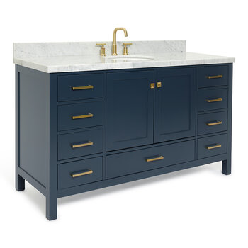 ARIEL Cambridge Collection 61'' Midnight Blue Oval Sink Angle Closed View