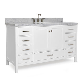 ARIEL Cambridge Collection 61'' White Oval Sink Angle Closed View