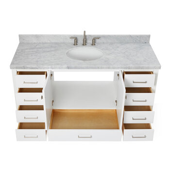 ARIEL Cambridge Collection 61'' White Oval Sink Opened View