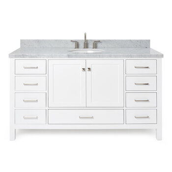 ARIEL Cambridge Collection 61'' White Oval Sink Vanity Front View