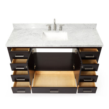 ARIEL Cambridge Collection 61'' Espresso Rectangle Sink Opened View