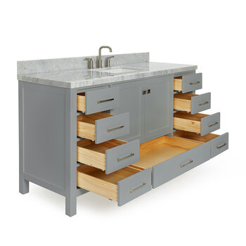 ARIEL Cambridge Collection 61'' Grey Rectangle Sink Opened View