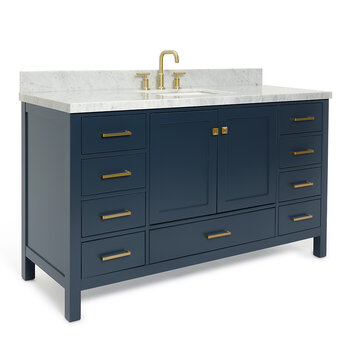 ARIEL Cambridge Collection 61'' Midnight Blue Rectangle Sink Angle Closed View