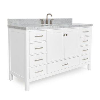 ARIEL Cambridge Collection 61'' White Rectangle Sink Angle Closed View