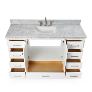 ARIEL Cambridge Collection 61'' White Rectangle Sink Opened View