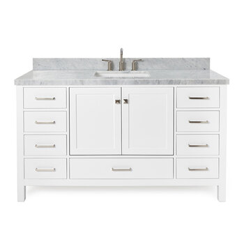 ARIEL Cambridge Collection 61'' White Rectangle Sink Vanity Front View