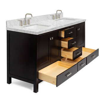 ARIEL Cambridge Collection 73'' Espresso Rectangle Sinks Opened View