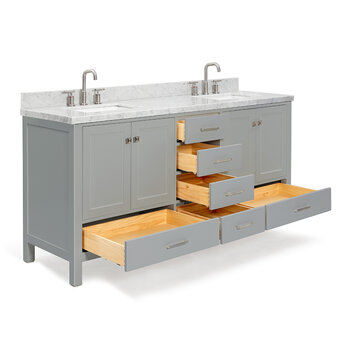 ARIEL Cambridge Collection 73'' Grey Rectangle Sinks Opened View