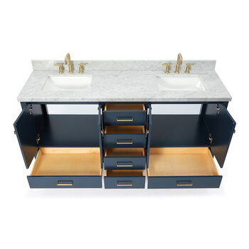 ARIEL Cambridge Collection 73'' Midnight Blue Rectangle Sinks Opened View