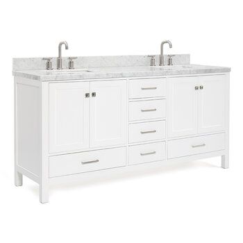 ARIEL Cambridge Collection 73'' White Rectangle Sinks Angle Closed View