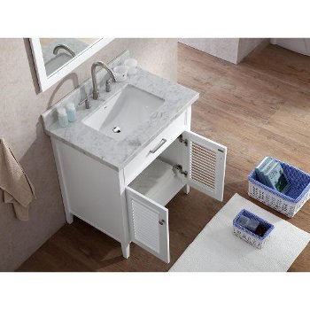 White w/ Oval Sink Doors Opened View