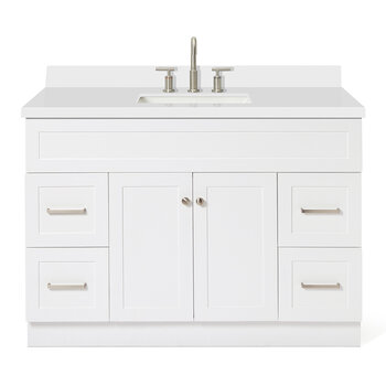 Oval Sink 2 Soft Closing Doors and 9 full Extension Dovetail Drawers ARIEL 49 Inch Midnight Blue Bathroom Vanity with Pure White Quartz Countertop No Mirror