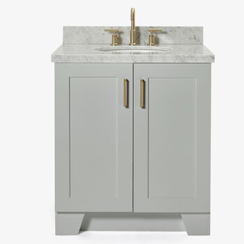ARIEL Taylor 31'' W Single Sink Bath Vanity with Oval Sink and Carrara White Marble Countertop, Front View