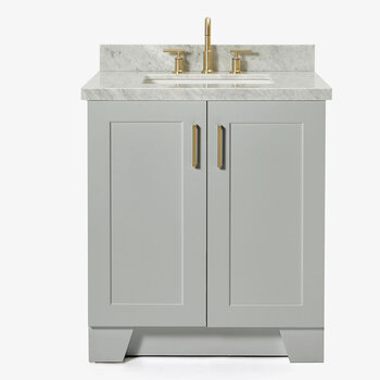 ARIEL Taylor 31'' W Single Sink Bath Vanity with Rectangle Sink and Carrara White Marble Countertop, Front View