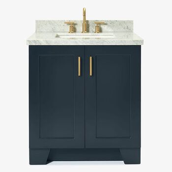 ARIEL Taylor 31'' W Single Sink Bath Vanity with Rectangle Sink and Carrara White Marble Countertop, Front View