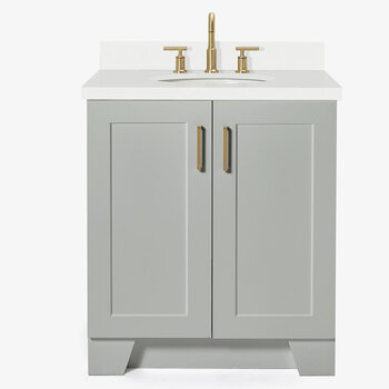 ARIEL Taylor 31'' W Single Sink Bath Vanity with Oval Sink and White Quartz Countertop, Front View