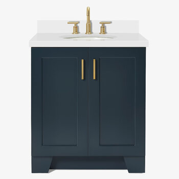 ARIEL Taylor 31'' W Single Sink Bath Vanity with Oval Sink and White Quartz Countertop, Front View