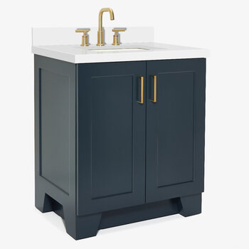 ARIEL Taylor 31'' W Single Sink Bath Vanity with Rectangle Sink and White Quartz Countertop, Angle View