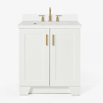 ARIEL Taylor 31'' W Single Sink Bath Vanity with Rectangle Sink and White Quartz Countertop, Front View