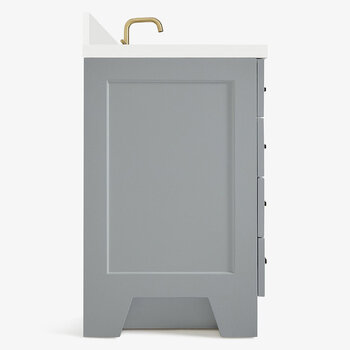 ARIEL Taylor 37'' W Single Sink Bath Vanity with Left Offset Rectangle Sink and White Quartz Countertop, Side View