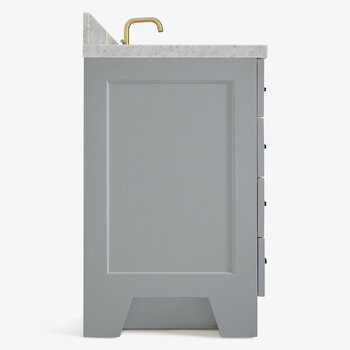 ARIEL Taylor 37'' W Single Sink Bath Vanity with Right Offset Oval Sink and Carrara White Marble Countertop, Side View