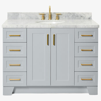 ARIEL Taylor 49'' W Single Sink Bath Vanity with Oval Sink and Carrara White Marble Countertop, Front View