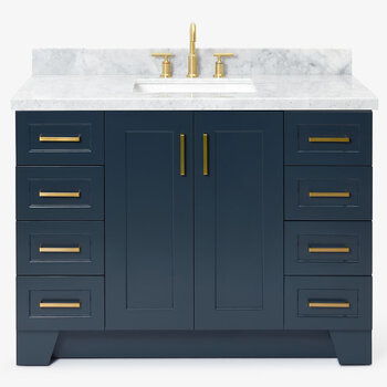 ARIEL Taylor 49'' W Single Sink Bath Vanity with Rectangle Sink and Carrara White Marble Countertop, Front View
