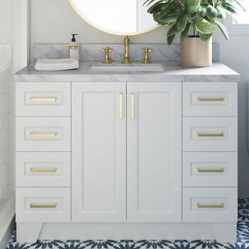 ARIEL Taylor 49'' W Single Sink Bath Vanity with Rectangle Sink and Carrara White Marble Countertop