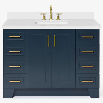 ARIEL Taylor 49'' W Single Sink Bath Vanity with Rectangle Sink and White Quartz Countertop, Front View