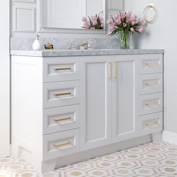 ARIEL Taylor 55'' W Single Sink Bath Vanity with Oval Sink and Carrara White Marble Countertop