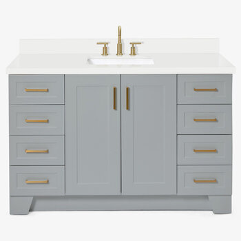 ARIEL Taylor 55'' W Single Sink Bath Vanity with Rectangle Sink and White Quartz Countertop, Front View