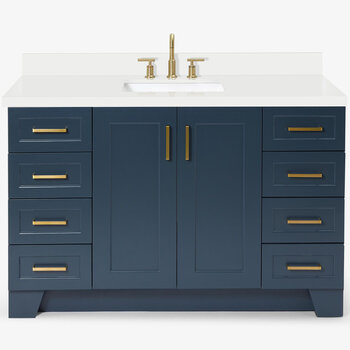 ARIEL Taylor 55'' W Single Sink Bath Vanity with Rectangle Sink and White Quartz Countertop, Front View