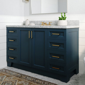 ARIEL Taylor 61'' W Single Sink Bath Vanity with Oval Sink and Carrara White Marble Countertop