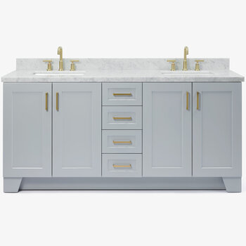 ARIEL Taylor 73'' W Double Sink Bath Vanity with Rectangle Sinks and Carrara White Marble Countertop, Front View