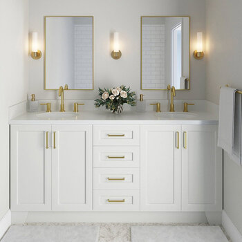 ARIEL Taylor 73'' W Double Oval Sink Vanity With White Quartz Countertop In White