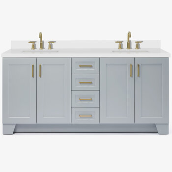 ARIEL Taylor 73'' W Double Sink Bath Vanity with Rectangle Sinks and White Quartz Countertop, Front View