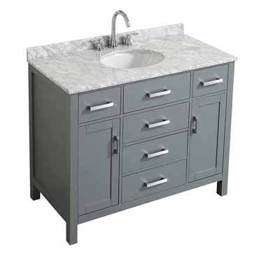 Belmont Decor Hampton 43" Single Oval Sink Vanity in Grey, 43"W x 22"D x 35"H