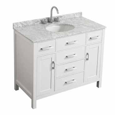 Belmont Decor Hampton 43" Single Oval Sink Vanity in White, 43"W x 22"D x 35"H