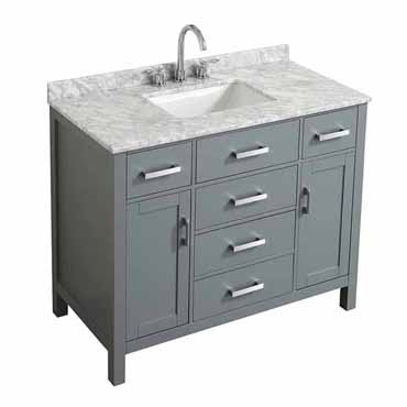 Belmont Decor Hampton 43" Single Rectangle Sink Vanity in Grey, 43"W x 22"D x 35"H