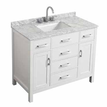 Belmont Decor Hampton 43" Single Rectangle Sink Vanity in White, 43"W x 22"D x 35"H