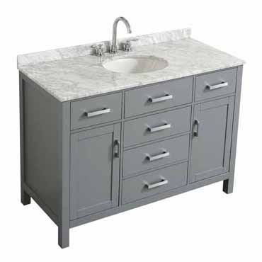 Belmont Decor Hampton 49" Single Oval Sink Vanity in Grey, 49"W x 22"D x 35"H